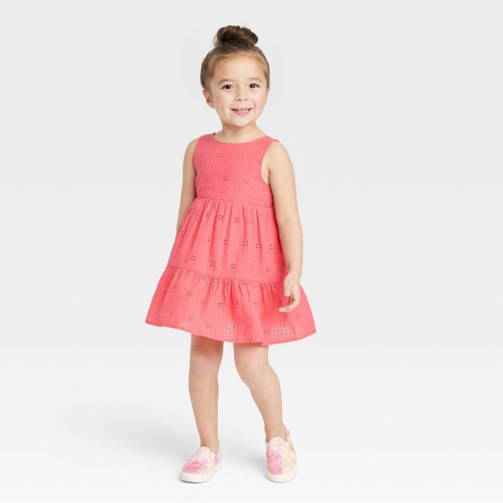 Cat & Jack Coral Eyelet Cotton Summer Dress 3T
